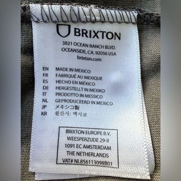 Brixton Henley T-Shirt XL Taupe Greige Earth-Tone | Standard Fit - Picture 7 of 9